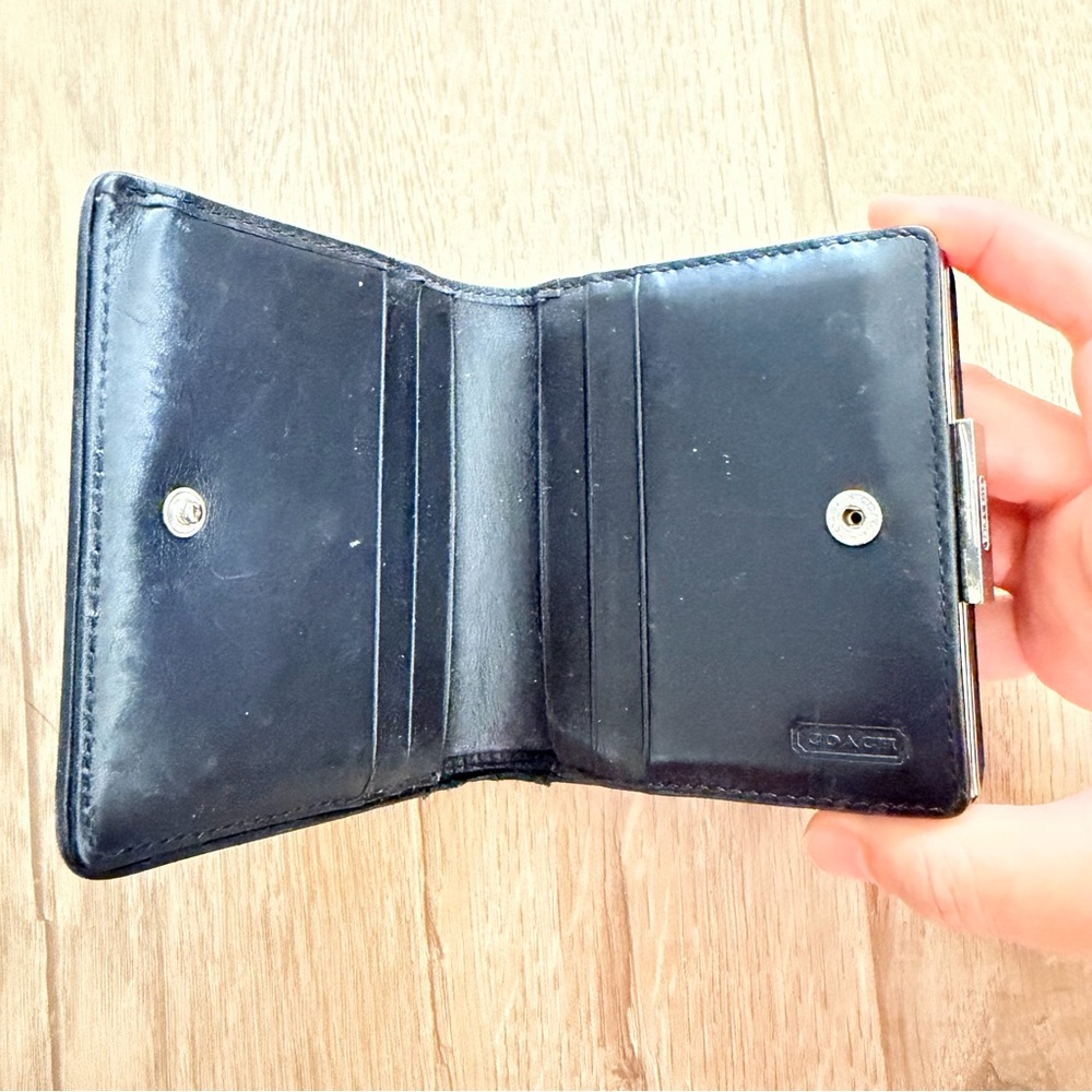 Vintage Y2K Coach Black Leather Wallet Bifold Snap Closure Coin Compartment - Picture 3 of 7